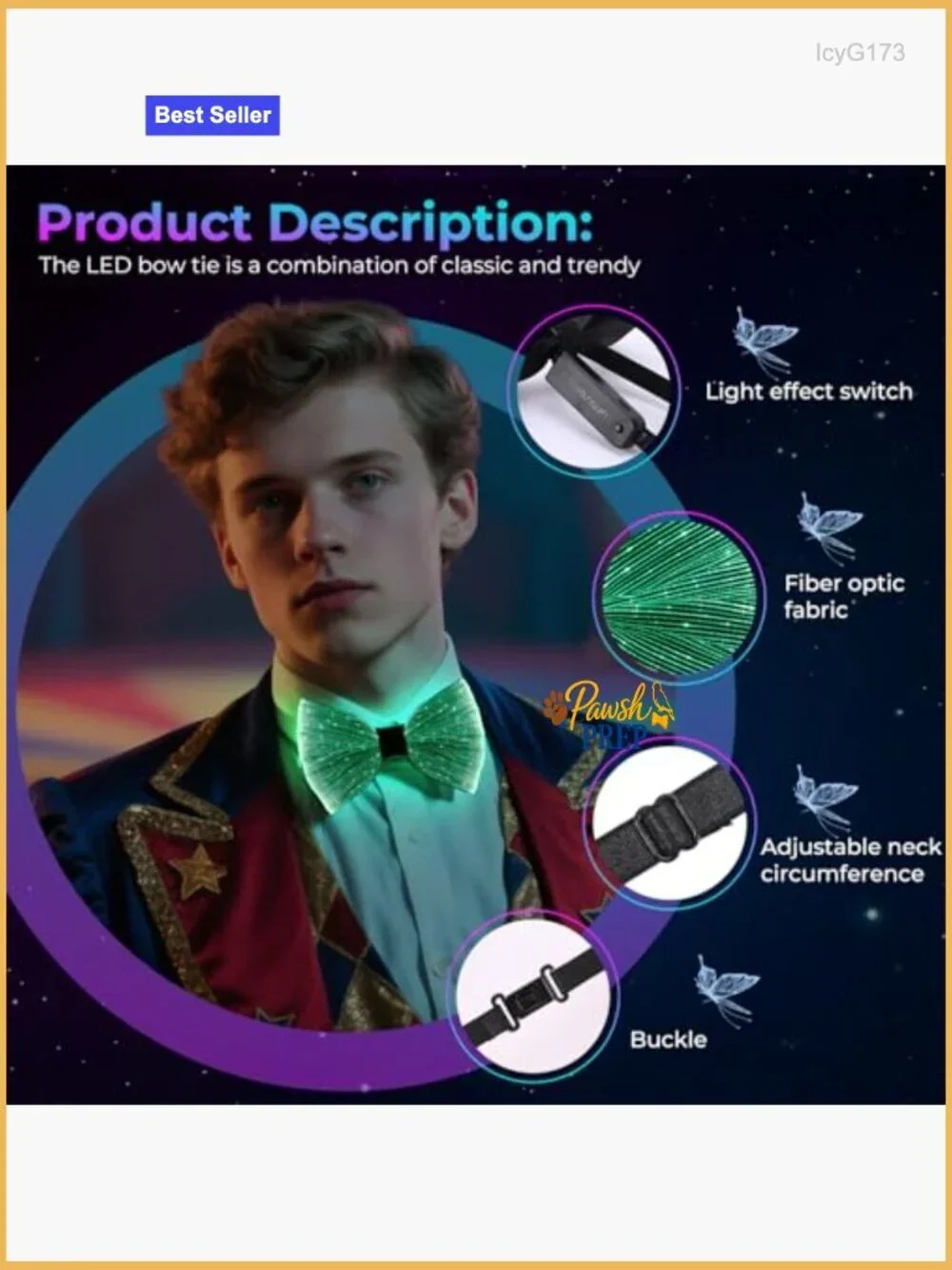 LED Light Up Bow Tie Adjustable Neckband 7 Colors Formal Party Accessory